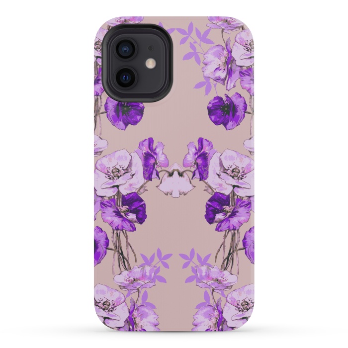 iPhone 12 mini StrongFit Dramatic Florals (Purple) by Zala Farah