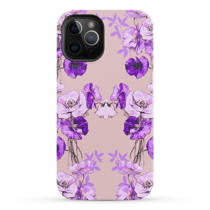 iPhone 12 Pro StrongFit Dramatic Florals (Purple) by Zala Farah