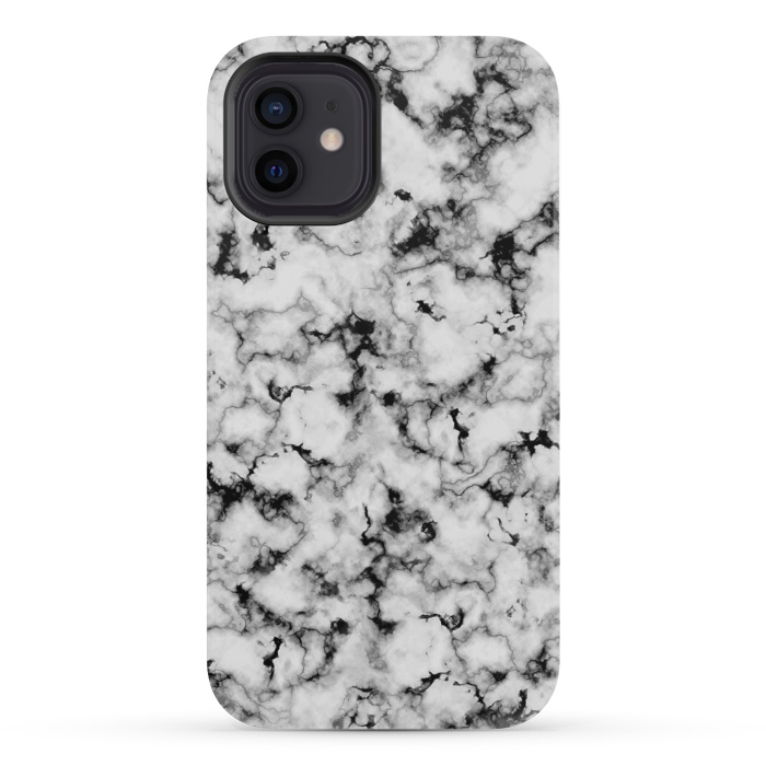 iPhone 12 mini StrongFit Black and White Marble by CatJello