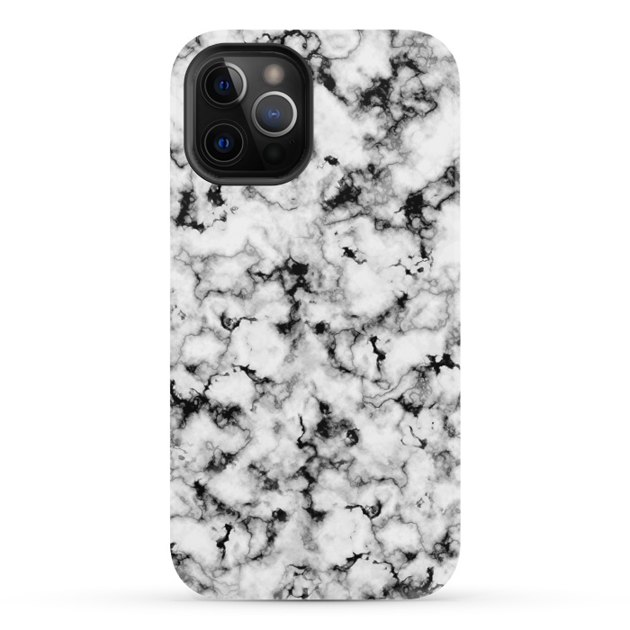 iPhone 12 Pro StrongFit Black and White Marble by CatJello