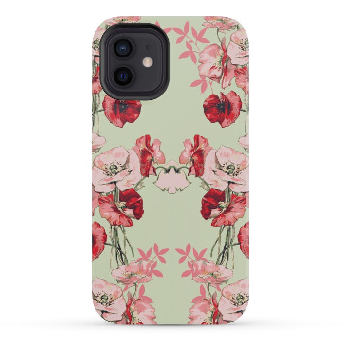 iPhone 12 mini StrongFit Dramatic Florals (Red) by Zala Farah