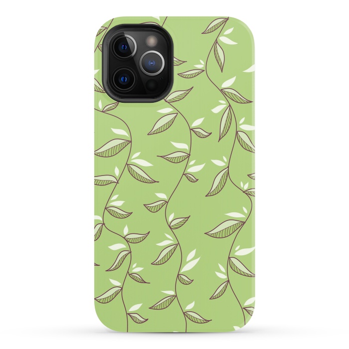 iPhone 12 Pro StrongFit Green Leaves And Lianas Pattern by Boriana Giormova