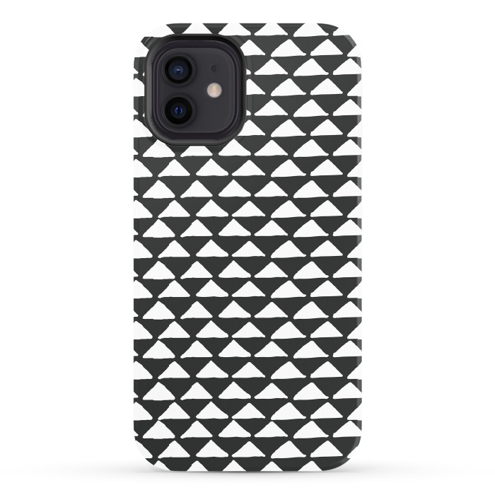 iPhone 12 StrongFit Triangle pattern seamless black and white by Jelena Obradovic