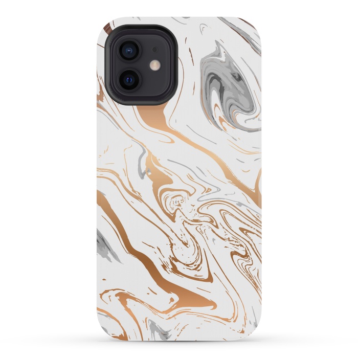 iPhone 12 mini StrongFit Liquid Golden Marble 007 by Jelena Obradovic
