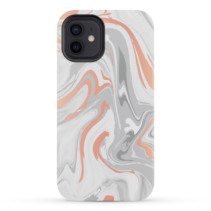 iPhone 12 mini StrongFit Liquid White Marble and Copper 017 by Jelena Obradovic