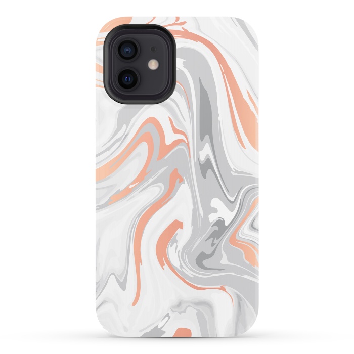iPhone 12 StrongFit Liquid White Marble and Copper 017 by Jelena Obradovic