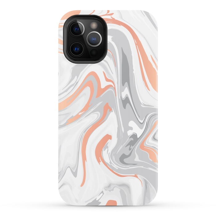 iPhone 12 Pro StrongFit Liquid White Marble and Copper 017 by Jelena Obradovic