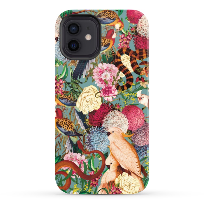 iPhone 12 StrongFit Floral and Animals pattern by Burcu Korkmazyurek