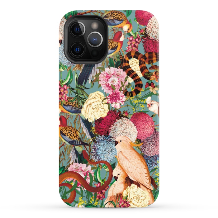 iPhone 12 Pro StrongFit Floral and Animals pattern by Burcu Korkmazyurek