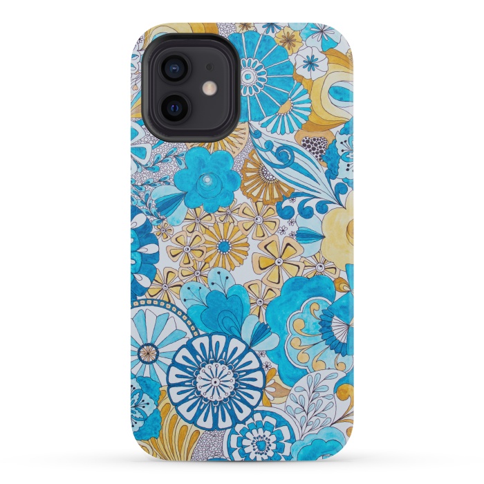 iPhone 12 mini StrongFit Seventies Psychedelic Blooms by Paula Ohreen