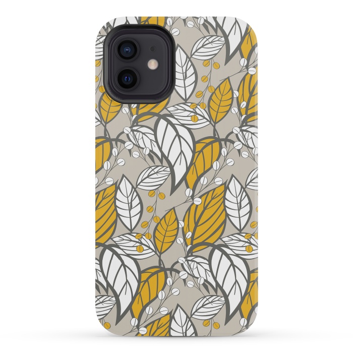 iPhone 12 mini StrongFit Seamless floral pattern with hand drawn leaves by Jelena Obradovic