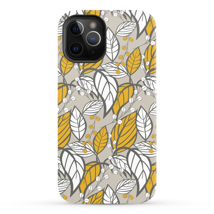 iPhone 12 Pro StrongFit Seamless floral pattern with hand drawn leaves by Jelena Obradovic