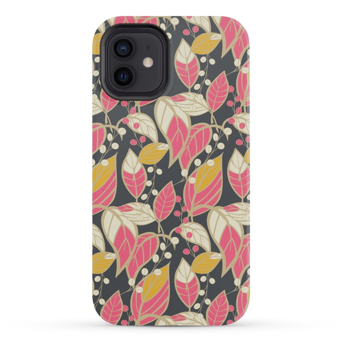 iPhone 12 mini StrongFit Seamless floral pattern with hand drawn leaves 002 by Jelena Obradovic