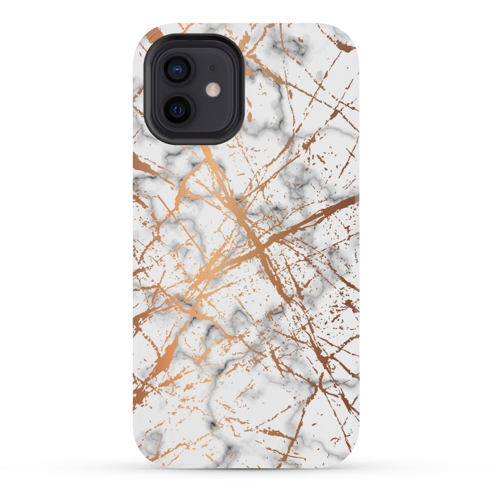 iPhone 12 mini StrongFit Marble Texture and Gold Splatter 039 by Jelena Obradovic