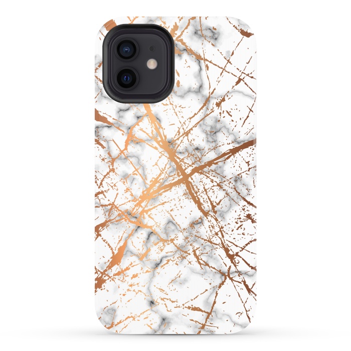 iPhone 12 StrongFit Marble Texture and Gold Splatter 039 by Jelena Obradovic