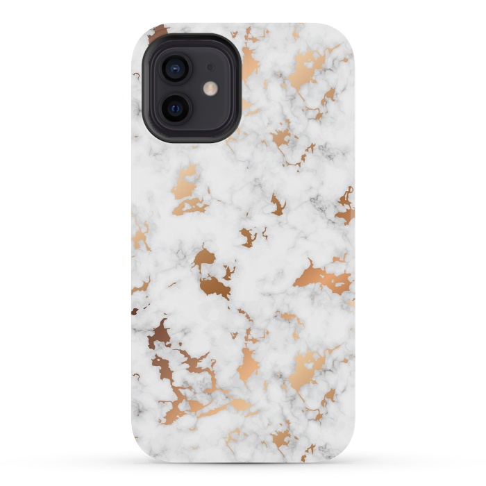 iPhone 12 mini StrongFit Marble Texture with Gold Splatter 040 by Jelena Obradovic