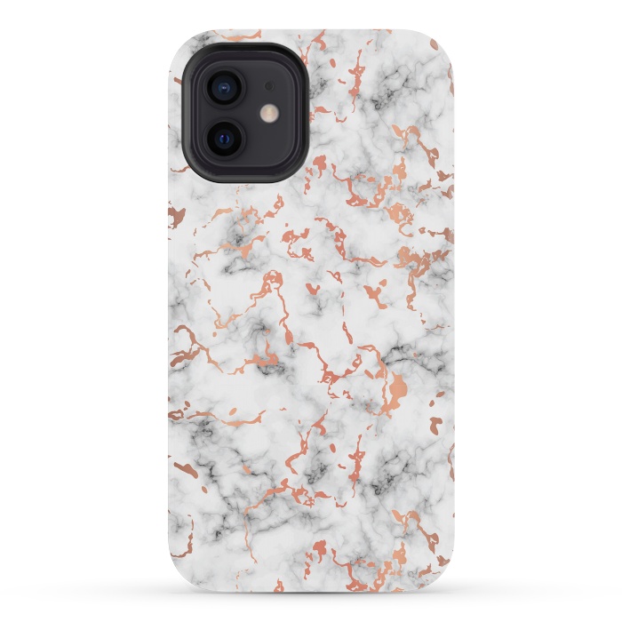 iPhone 12 mini StrongFit Marble Texture with Copper Splatter 041 by Jelena Obradovic