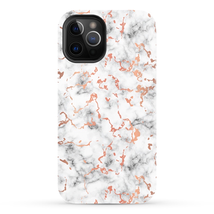 iPhone 12 Pro StrongFit Marble Texture with Copper Splatter 041 by Jelena Obradovic