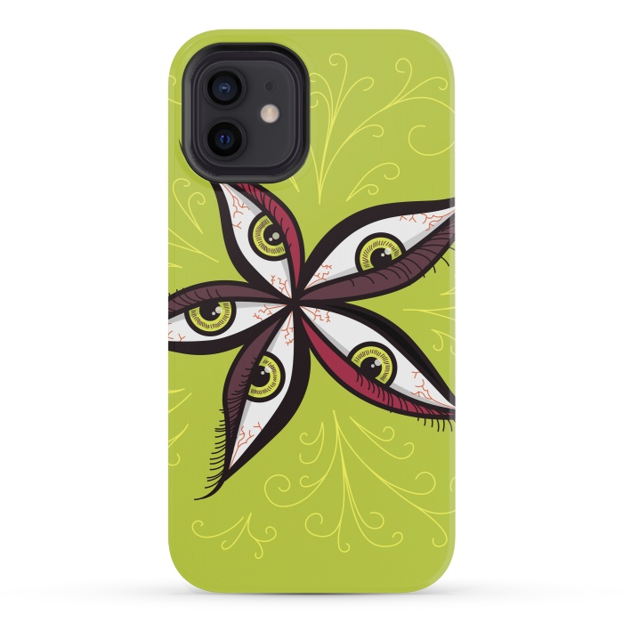 iPhone 12 mini StrongFit Weird Abstract Green Eyes Flower by Boriana Giormova