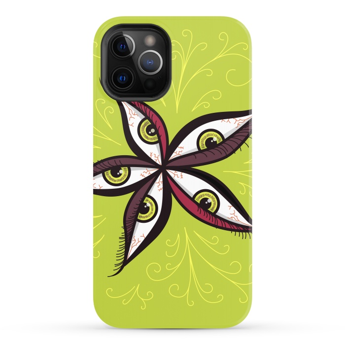 iPhone 12 Pro StrongFit Weird Abstract Green Eyes Flower by Boriana Giormova