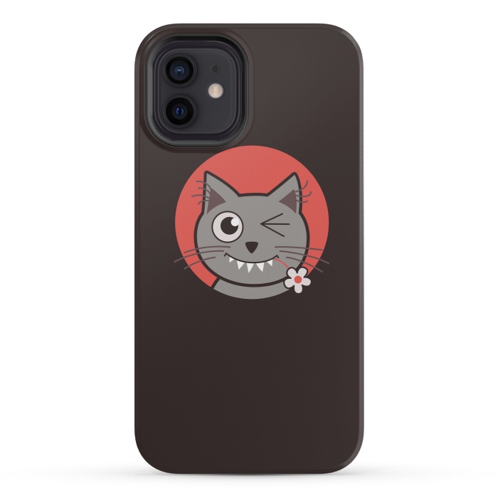 iPhone 12 mini StrongFit Cute Winking Kitty Cat by Boriana Giormova
