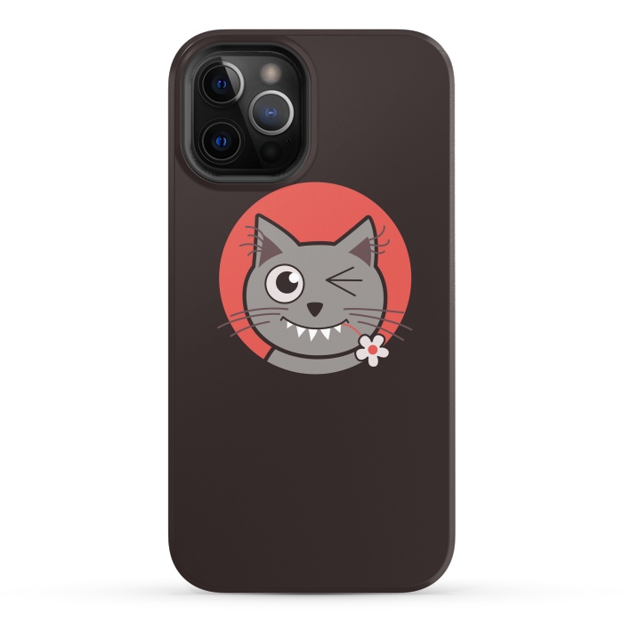 iPhone 12 Pro StrongFit Cute Winking Kitty Cat by Boriana Giormova