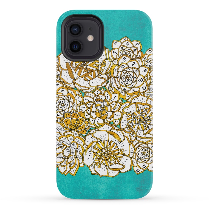 iPhone 12 mini StrongFit Bohemian Succulents by Pom Graphic Design