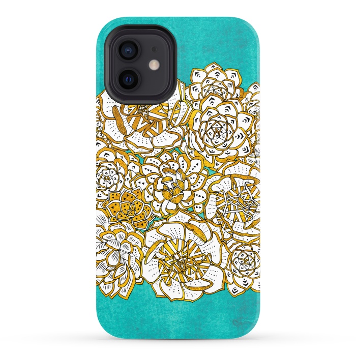 iPhone 12 StrongFit Bohemian Succulents by Pom Graphic Design
