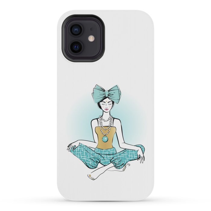 iPhone 12 mini StrongFit Festive Yoga girl meditation by Martina