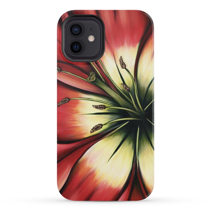 iPhone 12 mini StrongFit Red Lily Flower by Denise Cassidy Wood