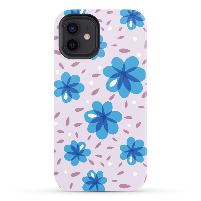 iPhone 12 StrongFit Gentle Blue Flowers Pattern by Boriana Giormova