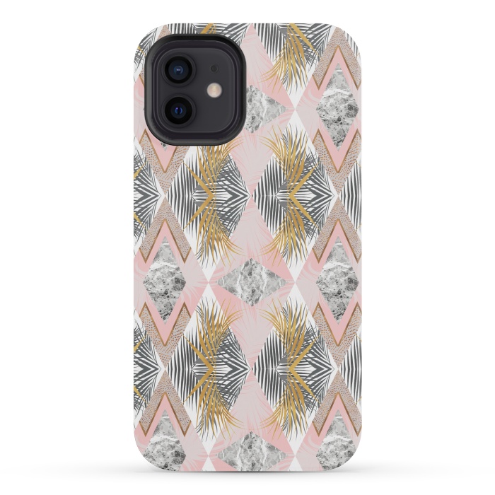 iPhone 12 mini StrongFit Marbled tropical geometric pattern II by Mmartabc