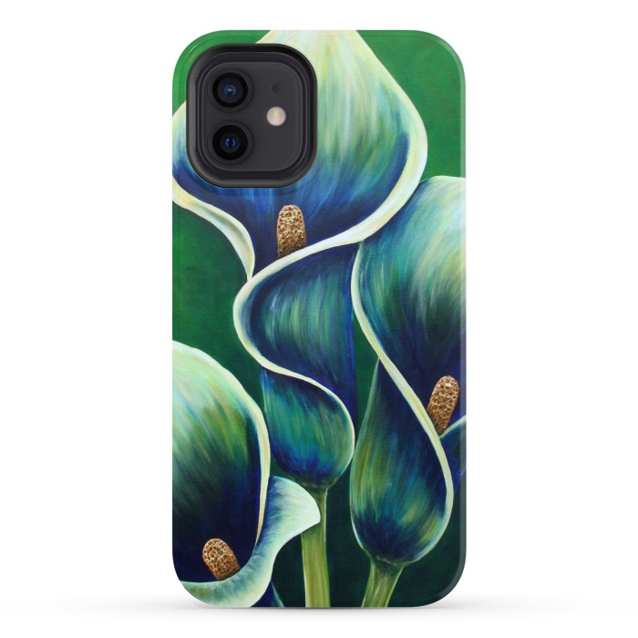 iPhone 12 StrongFit Blue Calla Lilies by Denise Cassidy Wood