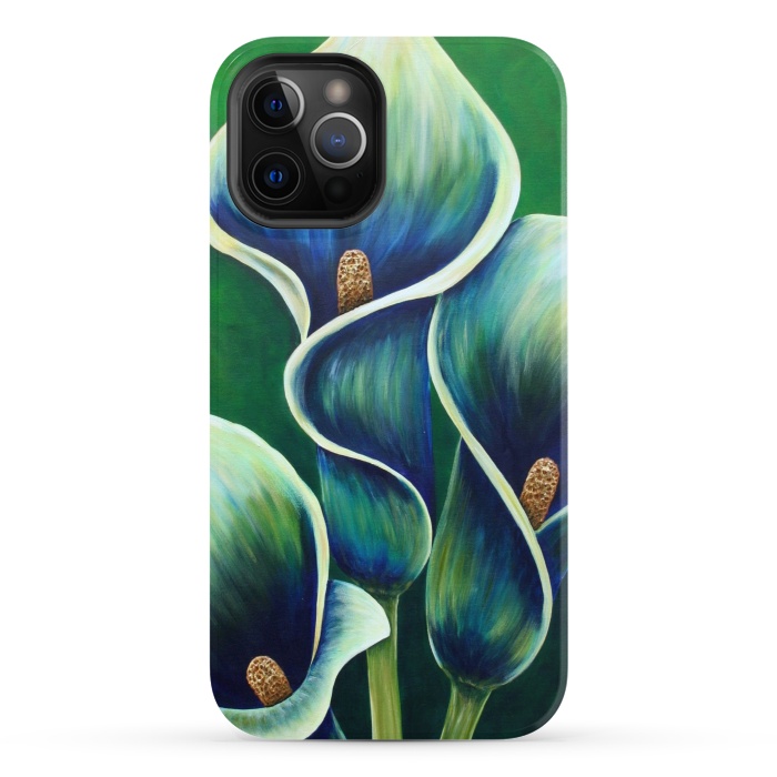 iPhone 12 Pro StrongFit Blue Calla Lilies by Denise Cassidy Wood