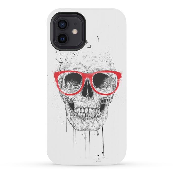 iPhone 12 mini StrongFit Skull with red glasses by Balazs Solti