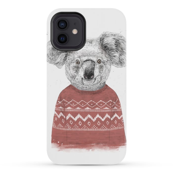 iPhone 12 mini StrongFit Winter koala (red) by Balazs Solti