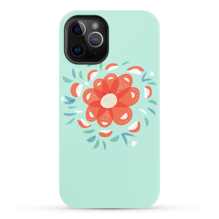 iPhone 12 Pro StrongFit Whimsical Decorative Red Flower by Boriana Giormova