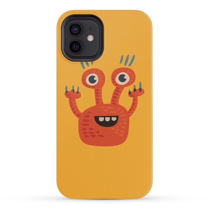 iPhone 12 mini StrongFit Funny Big Eyed Smiling Cute Monster by Boriana Giormova