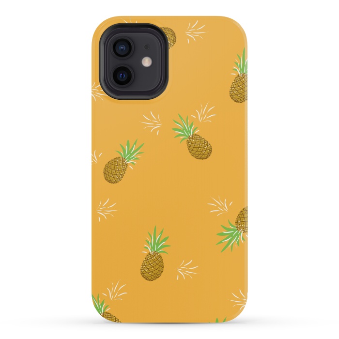 iPhone 12 mini StrongFit Pineapples in Mango by Zoe Charlotte