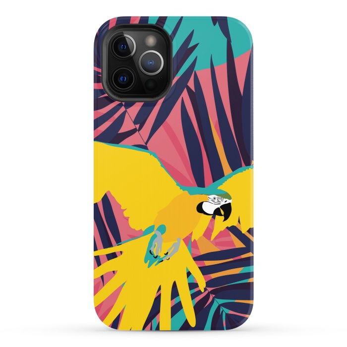 iPhone 12 Pro StrongFit Tropical Macaw by Zoe Charlotte