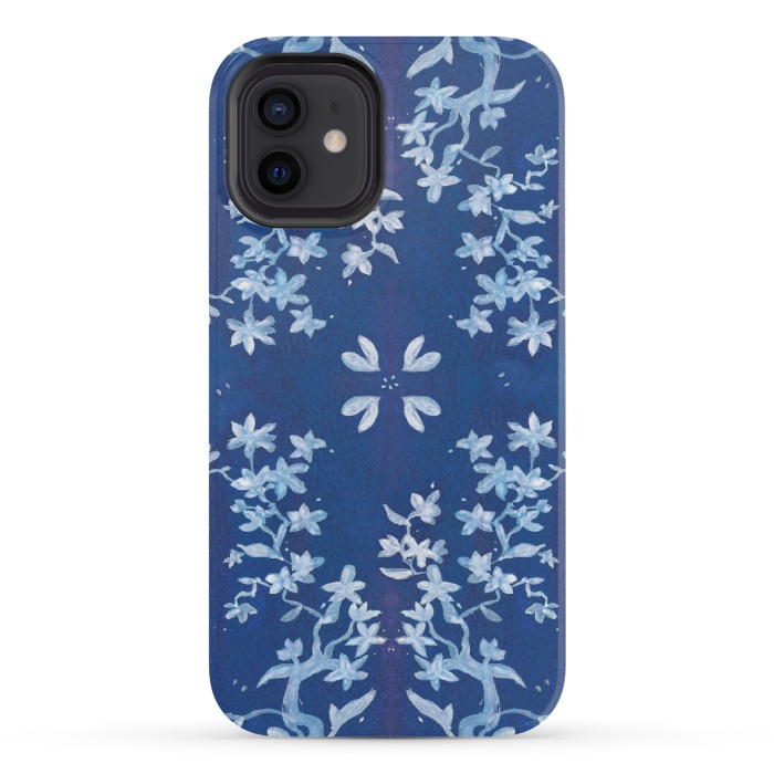 iPhone 12 mini StrongFit Indigo Floral by Zoe Charlotte