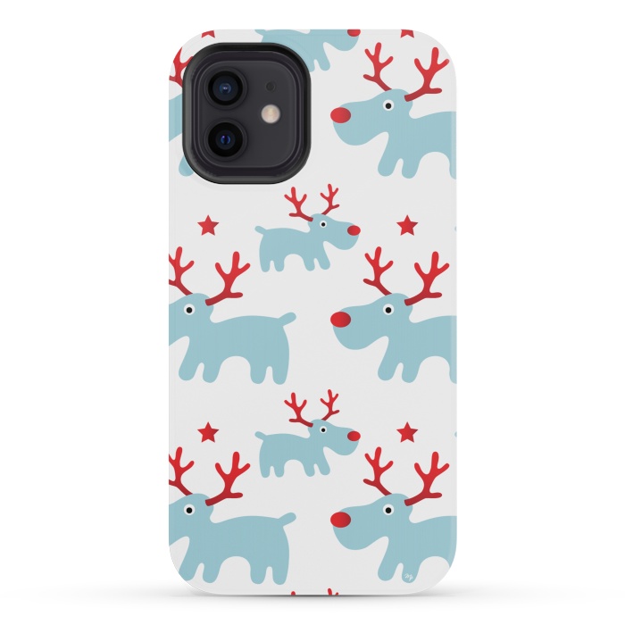 iPhone 12 mini StrongFit Cute Reindeers by Martina