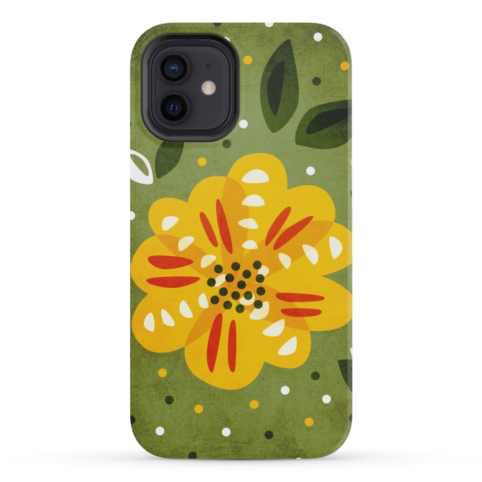 iPhone 12 mini StrongFit Abstract Yellow Spring Flower by Boriana Giormova