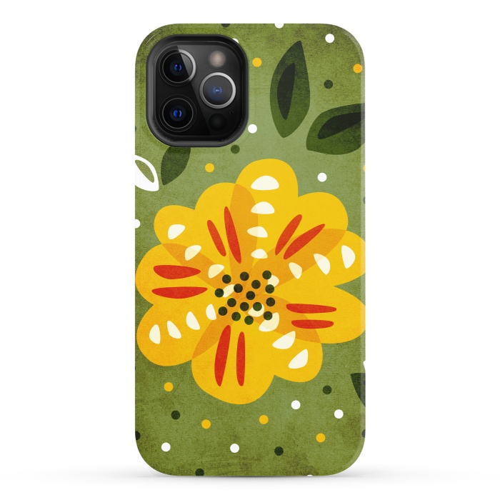 iPhone 12 Pro StrongFit Abstract Yellow Spring Flower by Boriana Giormova