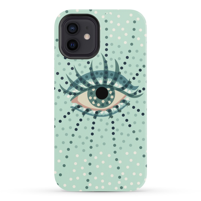 iPhone 12 StrongFit Beautiful Abstract Dotted Blue Eye by Boriana Giormova