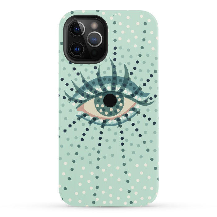 iPhone 12 Pro StrongFit Beautiful Abstract Dotted Blue Eye by Boriana Giormova