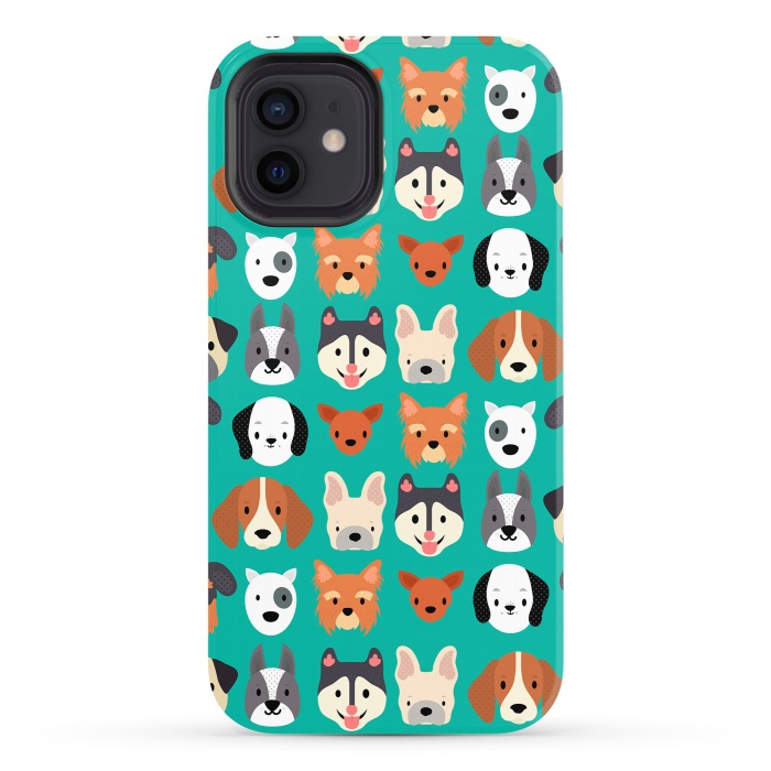 iPhone 12 StrongFit Dog faces pattern by Maria Jose Da Luz