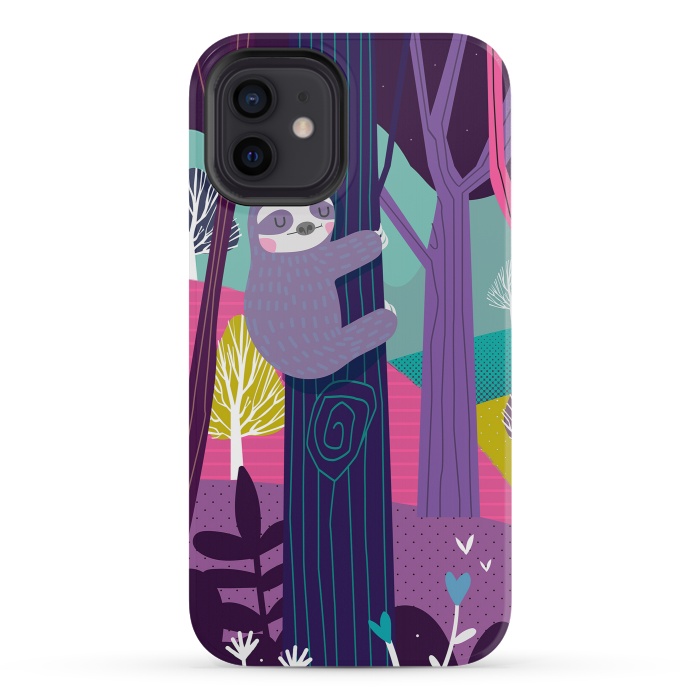 iPhone 12 mini StrongFit Sloth in the woods by Maria Jose Da Luz