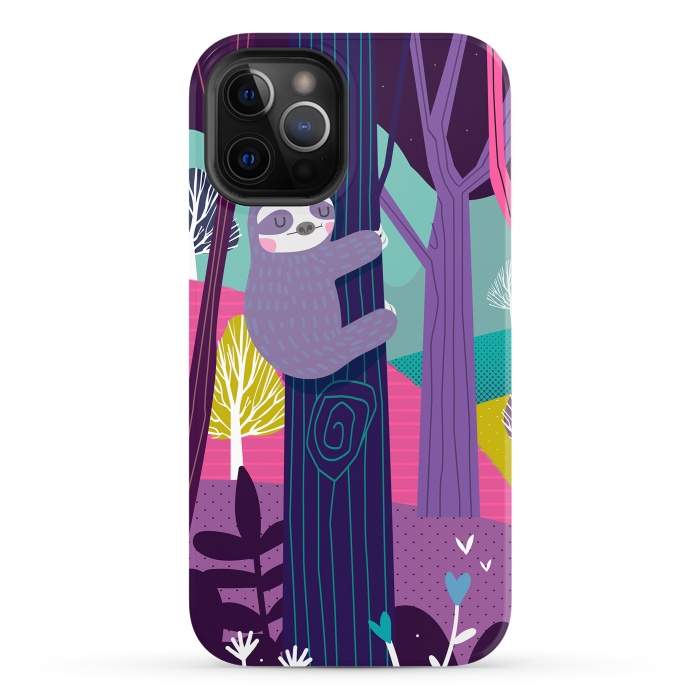 iPhone 12 Pro StrongFit Sloth in the woods by Maria Jose Da Luz