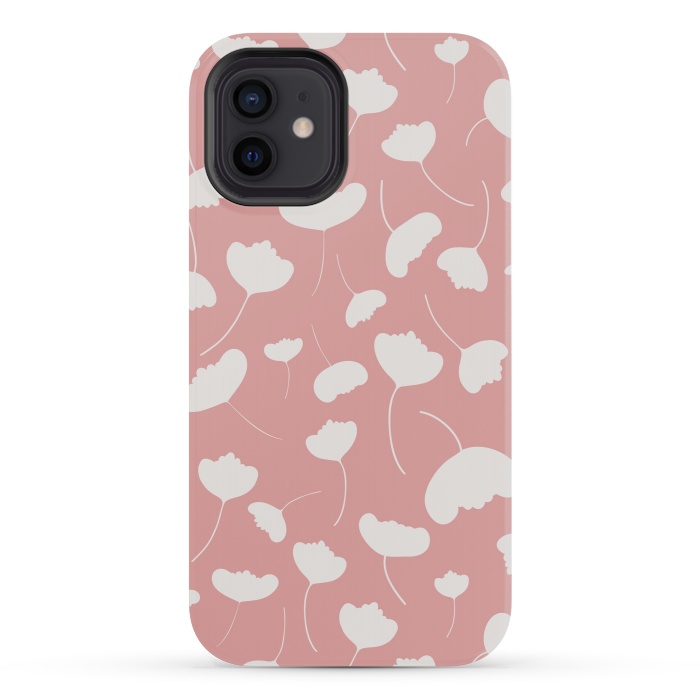 iPhone 12 mini StrongFit Fan Flowers on Pink by Paula Ohreen